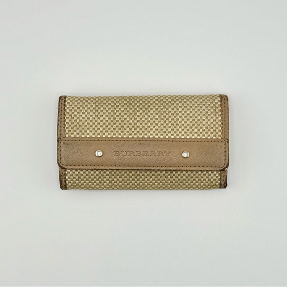 Burberry Woven Key Holder Tan Leather Accents with Silver Hardware - Picture 1 of 13